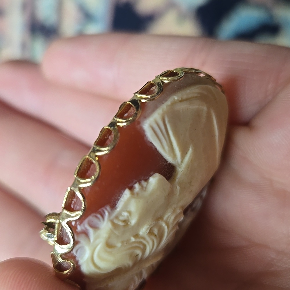 Vintage Cameo Brooch Resin Costume Jewlery Retro Pin - Picture 9 of 11
